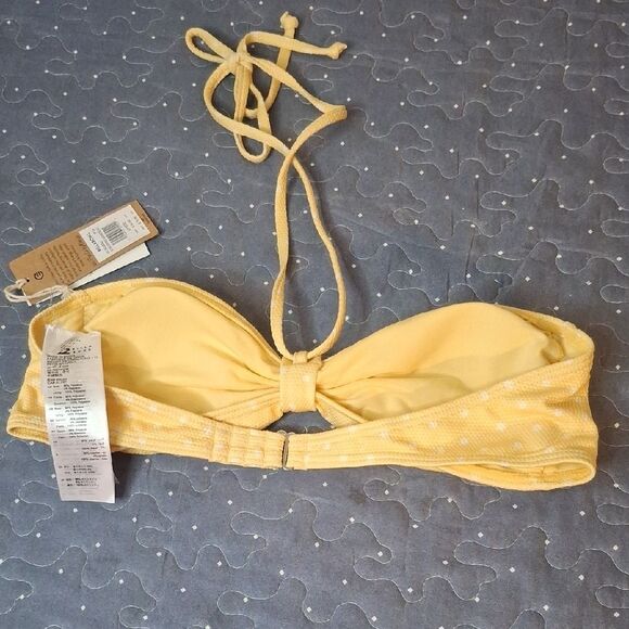 Billabong Banedeau Light Yellow Polka Dot Bikini Top size large NWT - Picture 4 of 5